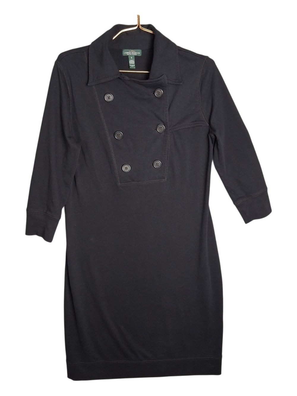 Lauren Jeans Co Ralph Lauren Dress Medium Black Double Breasted Knit Sheath M